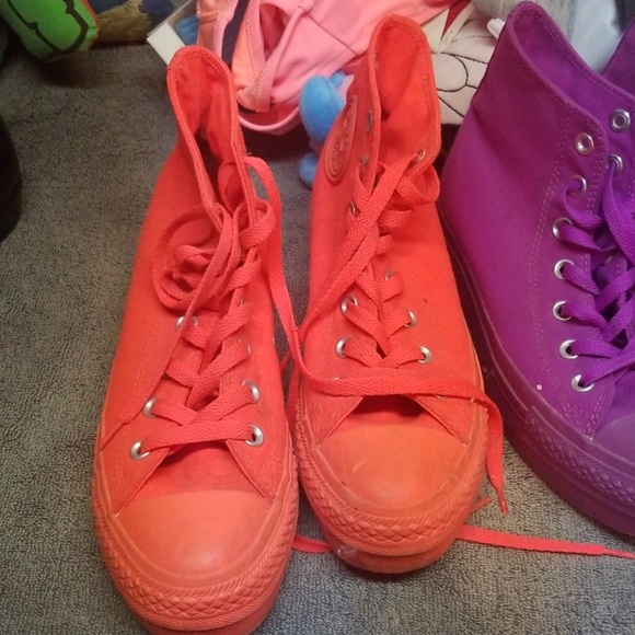 Converse Shoes - Orange platform chuck taylor